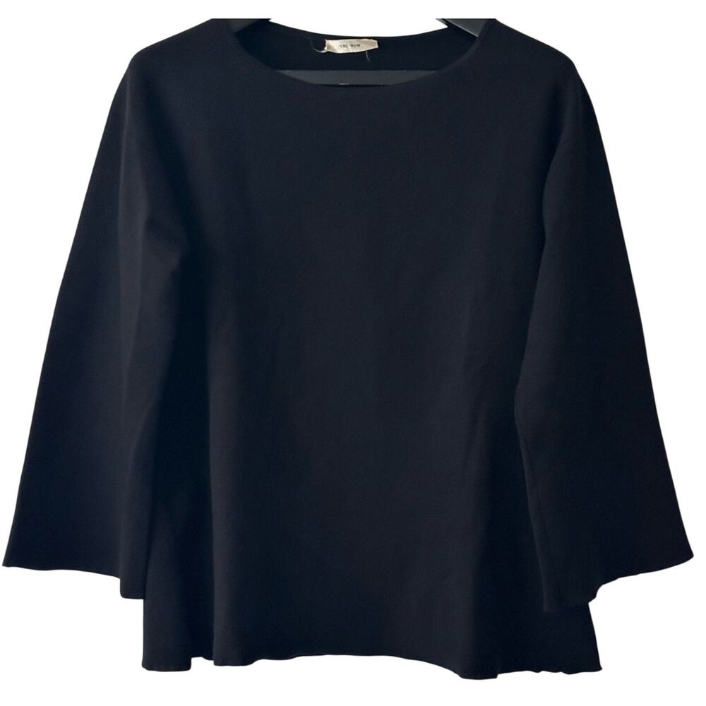 The Row Shayna Black Wool Viscose Sweatshirt size XS Oversized Flare Sleeves